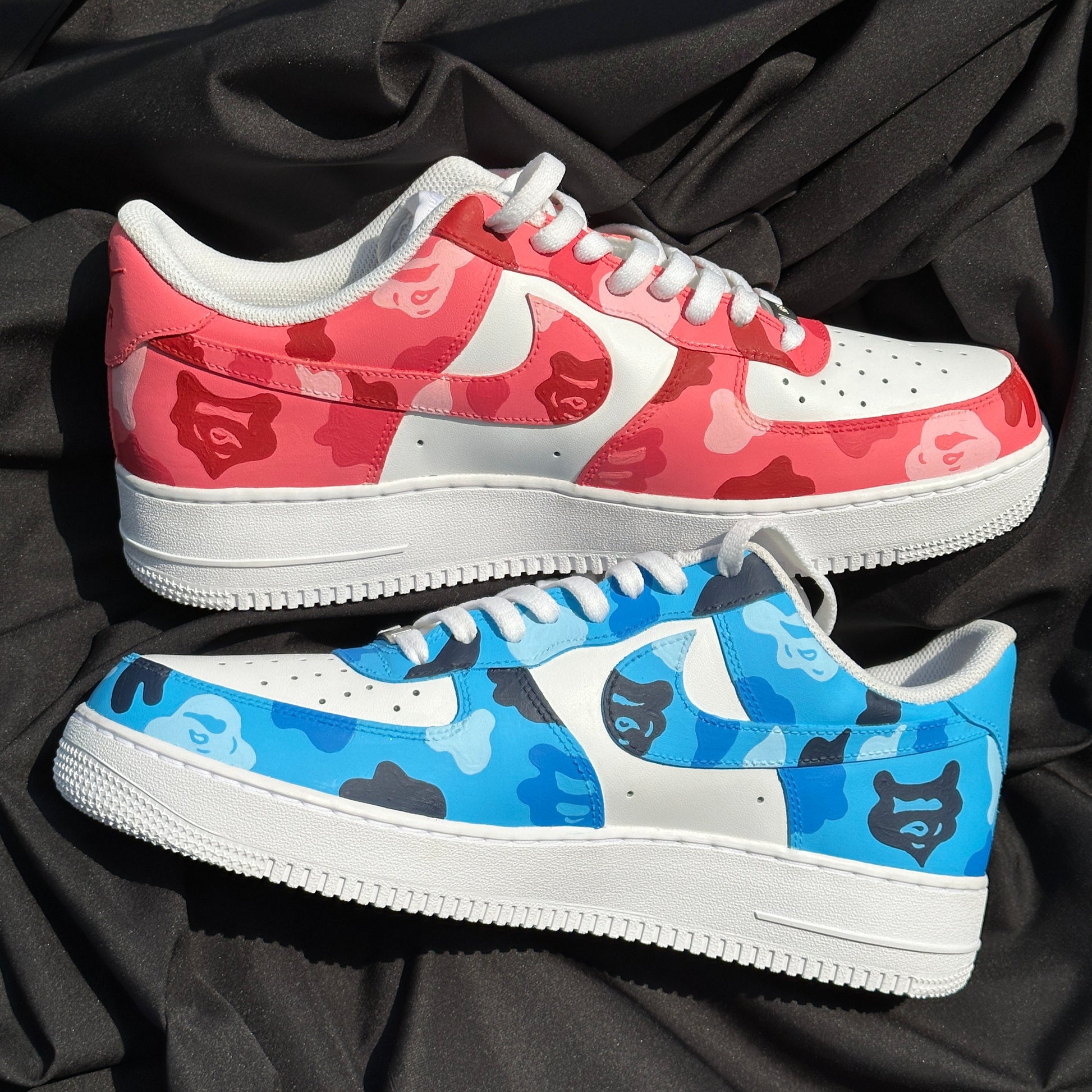 Af1 White Pink Camo Af1 Pink Bape Camo BLUE/PINK BAPE AF1 – MD Customs