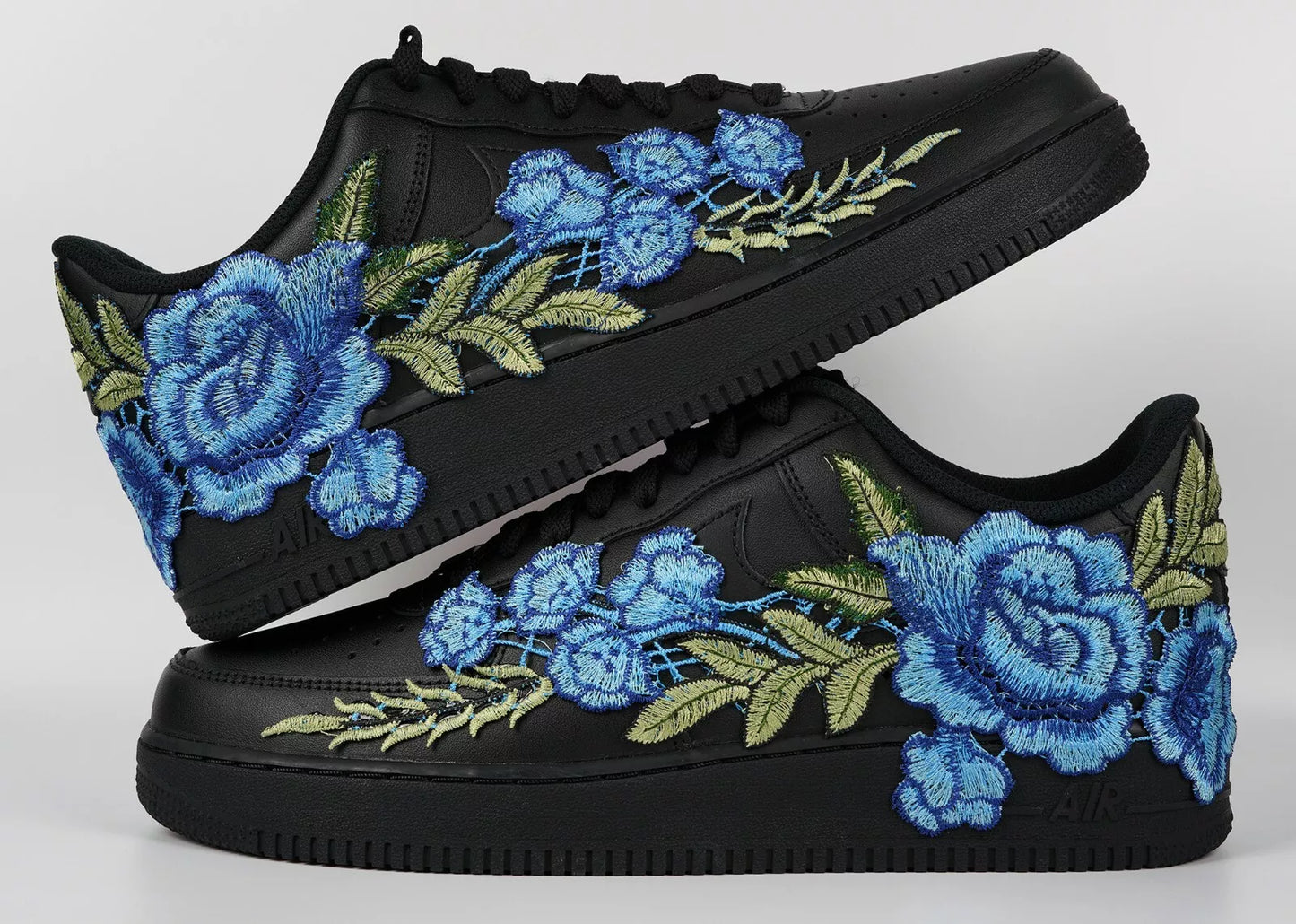 Embroided Midnight Blue Rose Black Af1