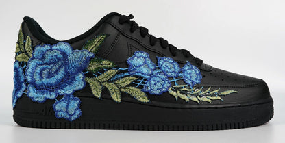 Embroided Midnight Blue Rose Black Af1