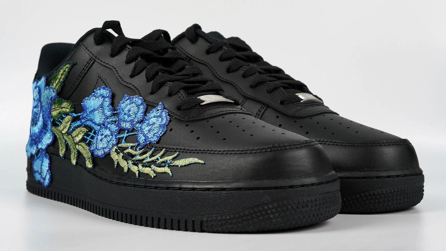 Embroided Midnight Blue Rose Black Af1