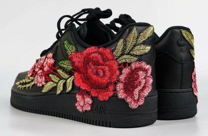 Embroided Rose Black Af1