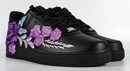 Embroided Lightning Purple Rose Black Af1