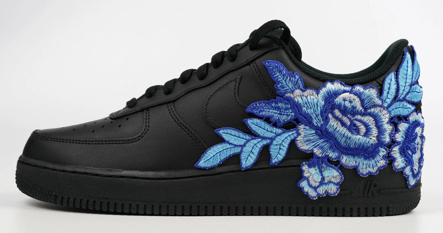 Embroided Midnight Blue Rose Black Af1 V2